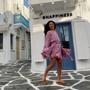 Rhode Ella Dress pink bird print